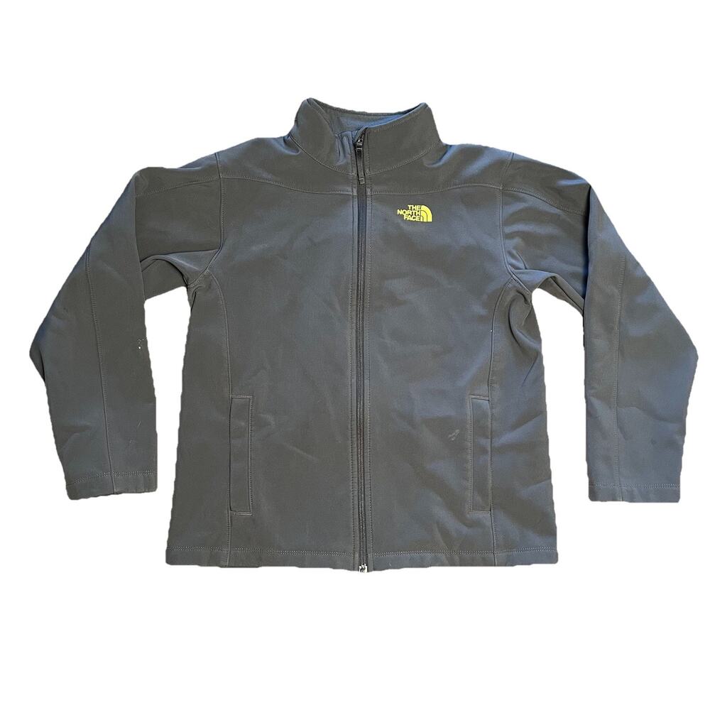 The North Face Youth Large 14/16 Gray Full Zip Jacket Yellow Accents Pockets